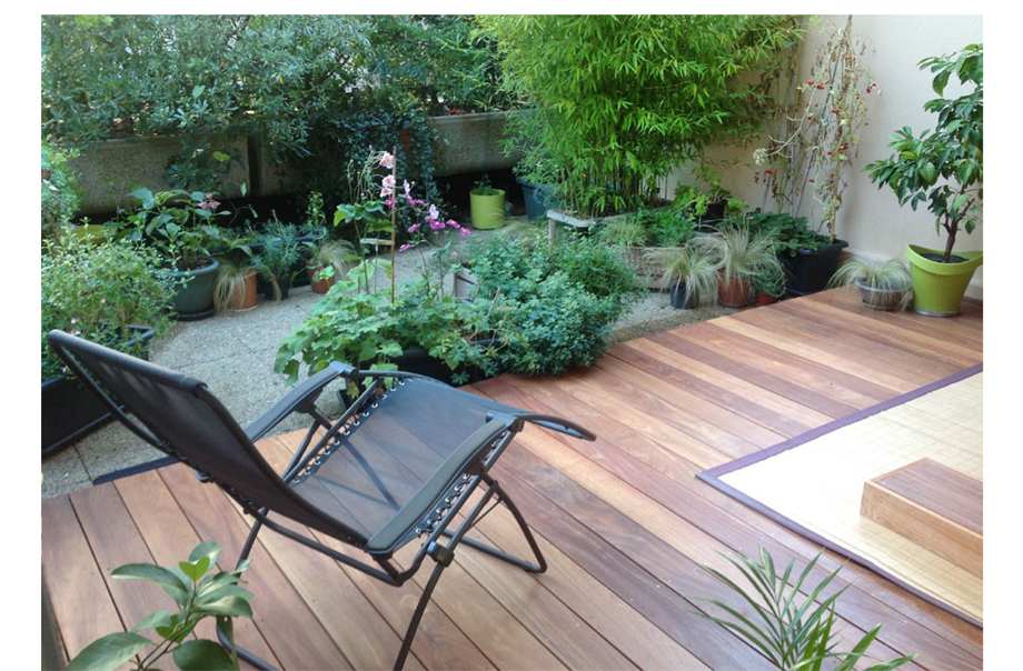 Création d’une terrasse bois et sa végétalisation. Lyon 9